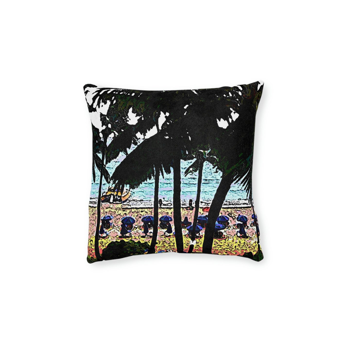 Square Pillow - Pink Back ... "A Beautiful Beach Amongst The Palms" ... The Outrigger Waikiki, Honolulu, Oahu ... Original Works ...