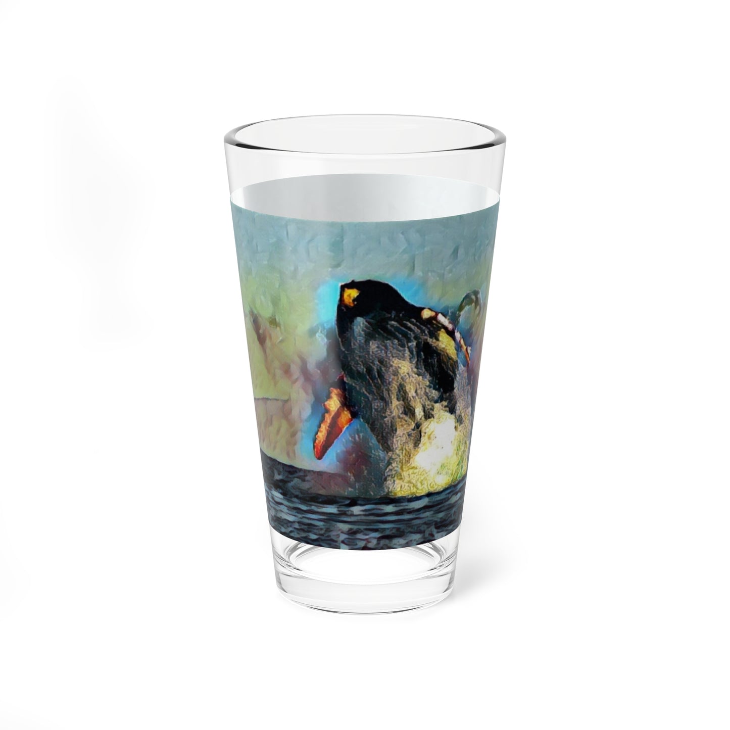 Mixing Glass, 16oz ... An Extraordinary Humpback Breach ... 'With Explosive Energy' ... Family Archives (KPH) ... Circa: 21st Century. Maui, HI ... Original Works ...