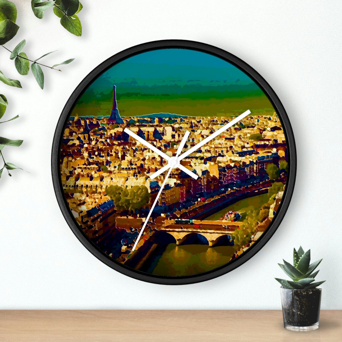 Wall clock ... Au Paris ... "Along The River Seine" ... Barbara Joan Bonnel-Holt: 1972 ... Original Works ...