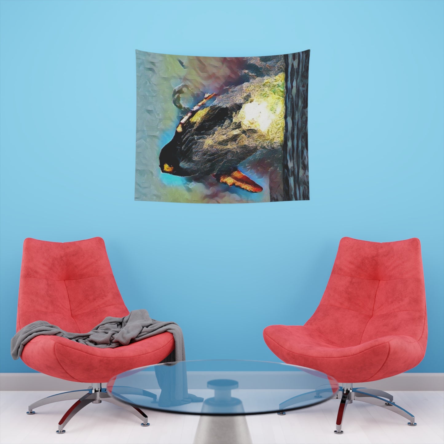 Printed Wall Tapestry ... An Extraordinary Humpback Breach ... 'With Explosive Energy' ... Family Archives (KPH) ... Circa: 21st Century. Maui, HI ... Original Works ...