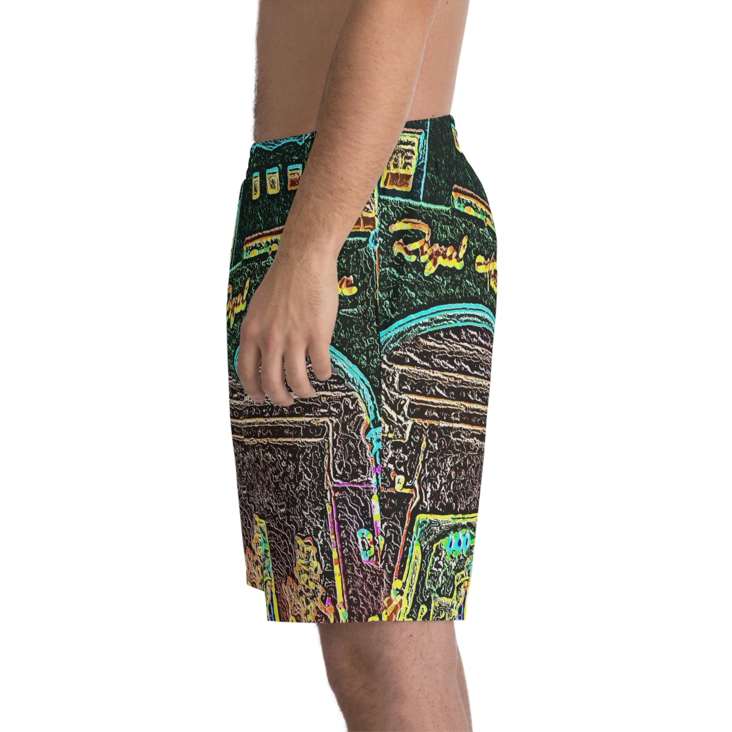Men's Elastic Beach Shorts (AOP) ...  "La Grande Entree" At: 'The Pink Palace' ... The Royal Hawai'ian ... Honolulu, HI ... '27Oct2014' ... Original Works ...