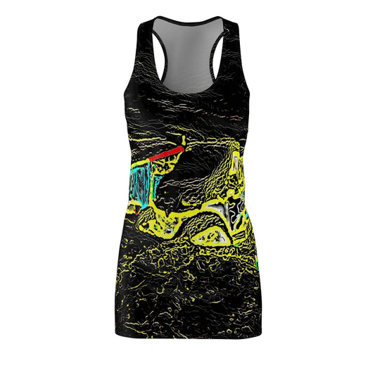 Women's Cut & Sew Racerback Dress (AOP) ... "Snow Vehicle In Snow Storm At-Rest" ... Circa 12Mar23 ... Central Idaho ... 18-Hours Rendering Time: Original Works ...