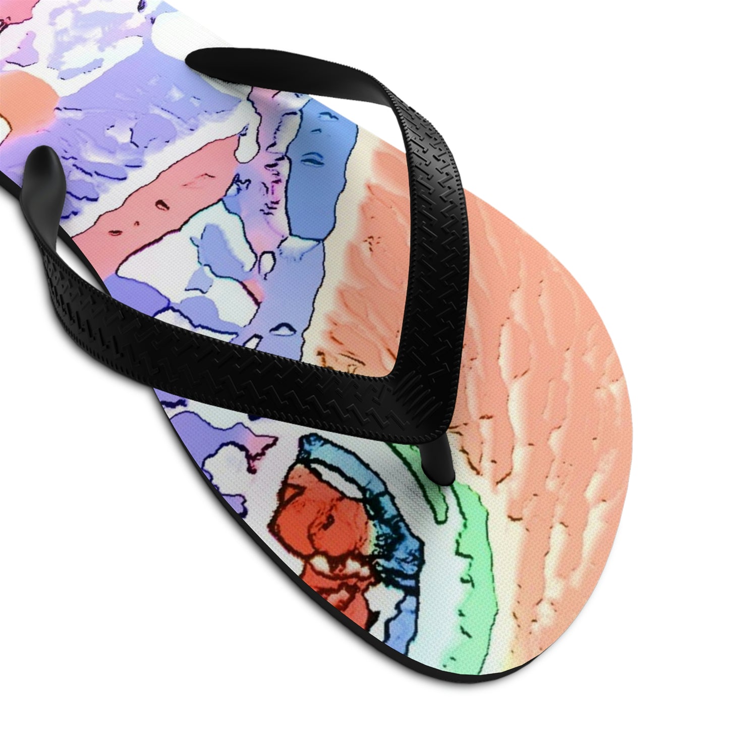Unisex Flip-Flops ... "Seattle's World Fair" ... Below Space Needle 'Looking Up' ... On A Very Rainy Morning (Father's Family Photo). ... Original ...