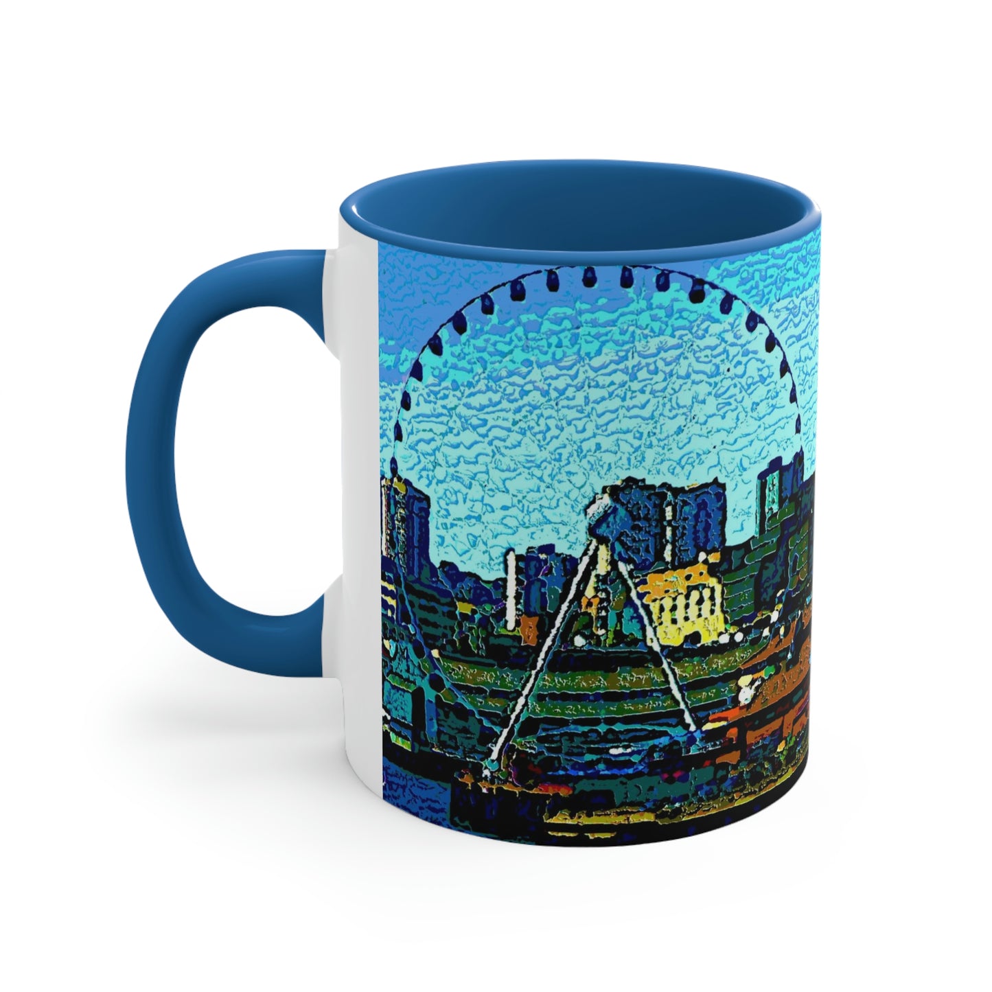 Accent Coffee Mug, 11oz ... That Classic Wheel ... 'Seattle's Wheel' ... & An Old Classic Waterside Vendors ...  'Family Archives' ... Original Works ...