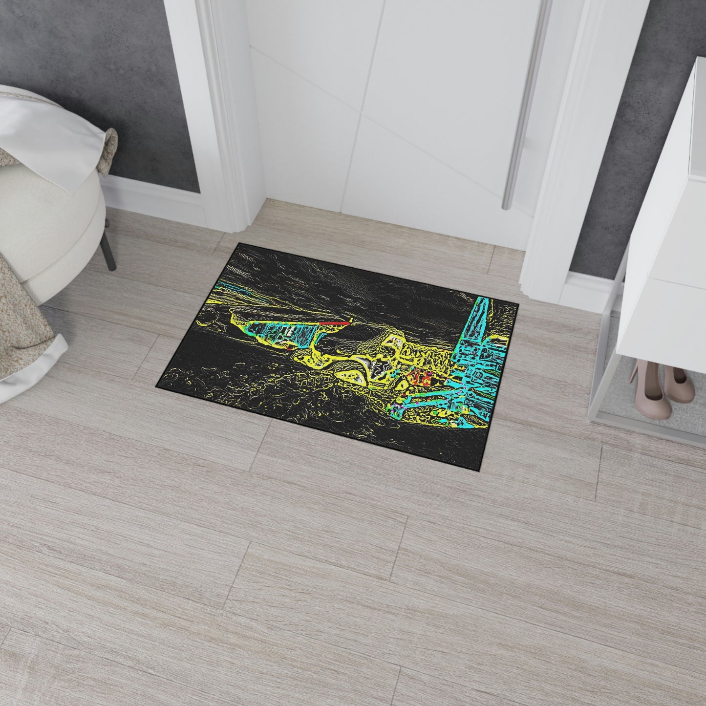 Heavy Duty Floor Mat ... "Snow Vehicle In Snow Storm At-Rest" ... Circa 12Mar23 ... Central Idaho ... 18-Hours Rendering Time: Original Works ...