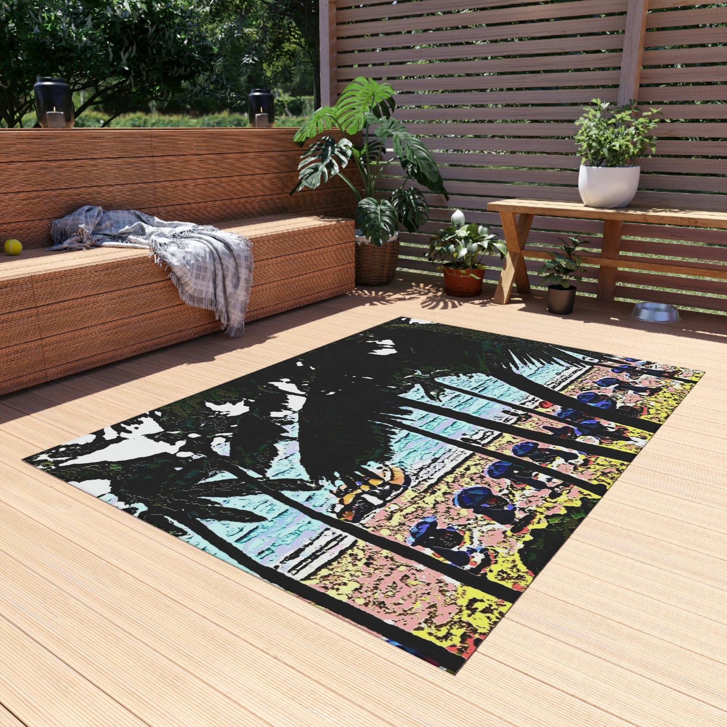Outdoor Rug ... "A Beautiful Beach Amongst The Palms" ... The Outrigger Waikiki, Honolulu, Oahu ... Original Works ...
