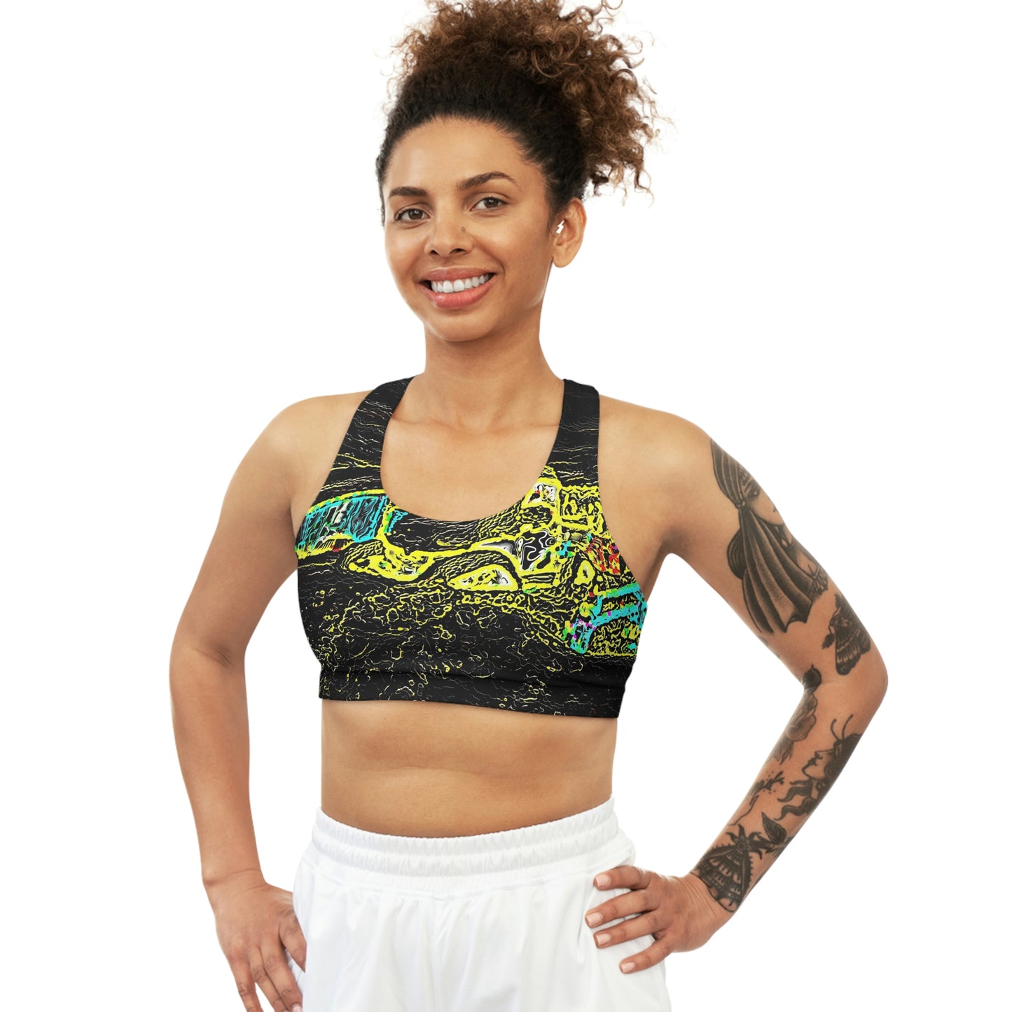 Seamless Sports Bra (AOP) ... "Snow Vehicle In Snow Storm At-Rest" ... Circa 12Mar23 ... Central Idaho ... 18-Hours Rendering Time: Original Works ...