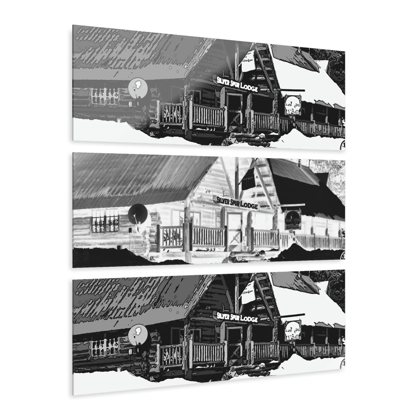 Acrylic Prints (Triptych) ... A Beautiful Lodge & Back-Country Outfitter In A Mountain Town ... 'Dixie, Idaho, November 2022' ... Original Works ...