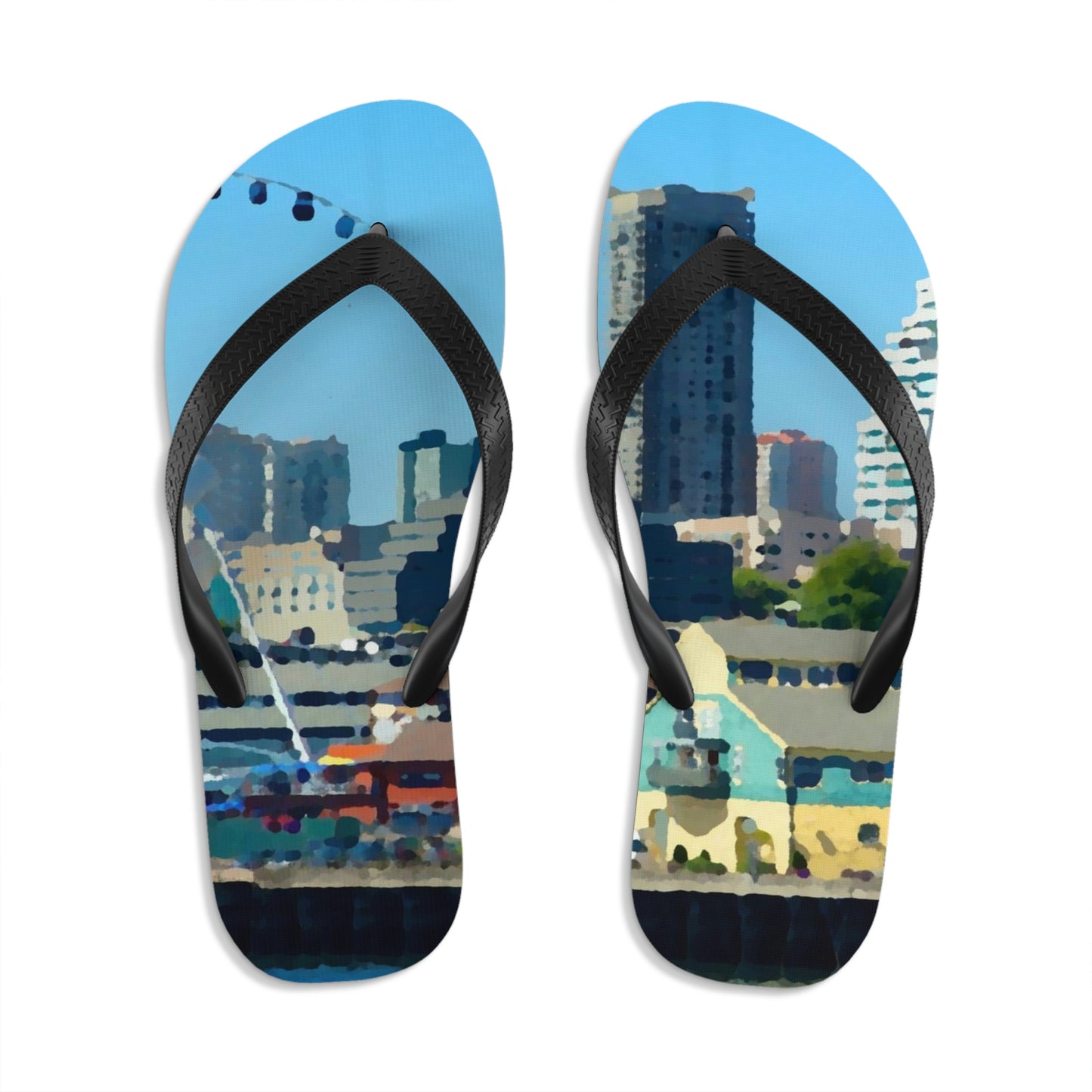 Unisex Flip-Flops ... That Classic Wheel ... 'Seattle's Wheel' ... & Old Classic Waterside Vendors ...  'Family Archives' ... Original Works ...