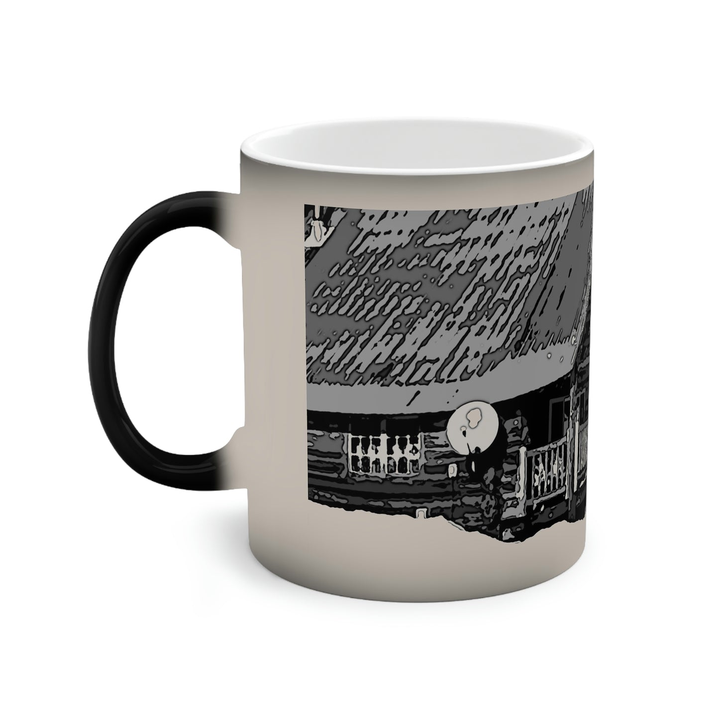 Color-Changing Mug, 11oz ... A Beautiful Lodge & Back-Country Outfitter In A Mountain Town ... 'Dixie, Idaho, November 2022' ... Original Works ...