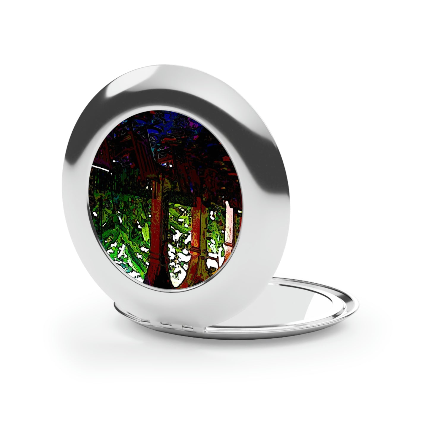 Compact Travel Mirror ...  Lanai & Rocking Chairs At: 'The Pink Palace' ... The Royal Hawai'ian ... Honolulu, HI ... '27Oct2014' ... Original Works ...