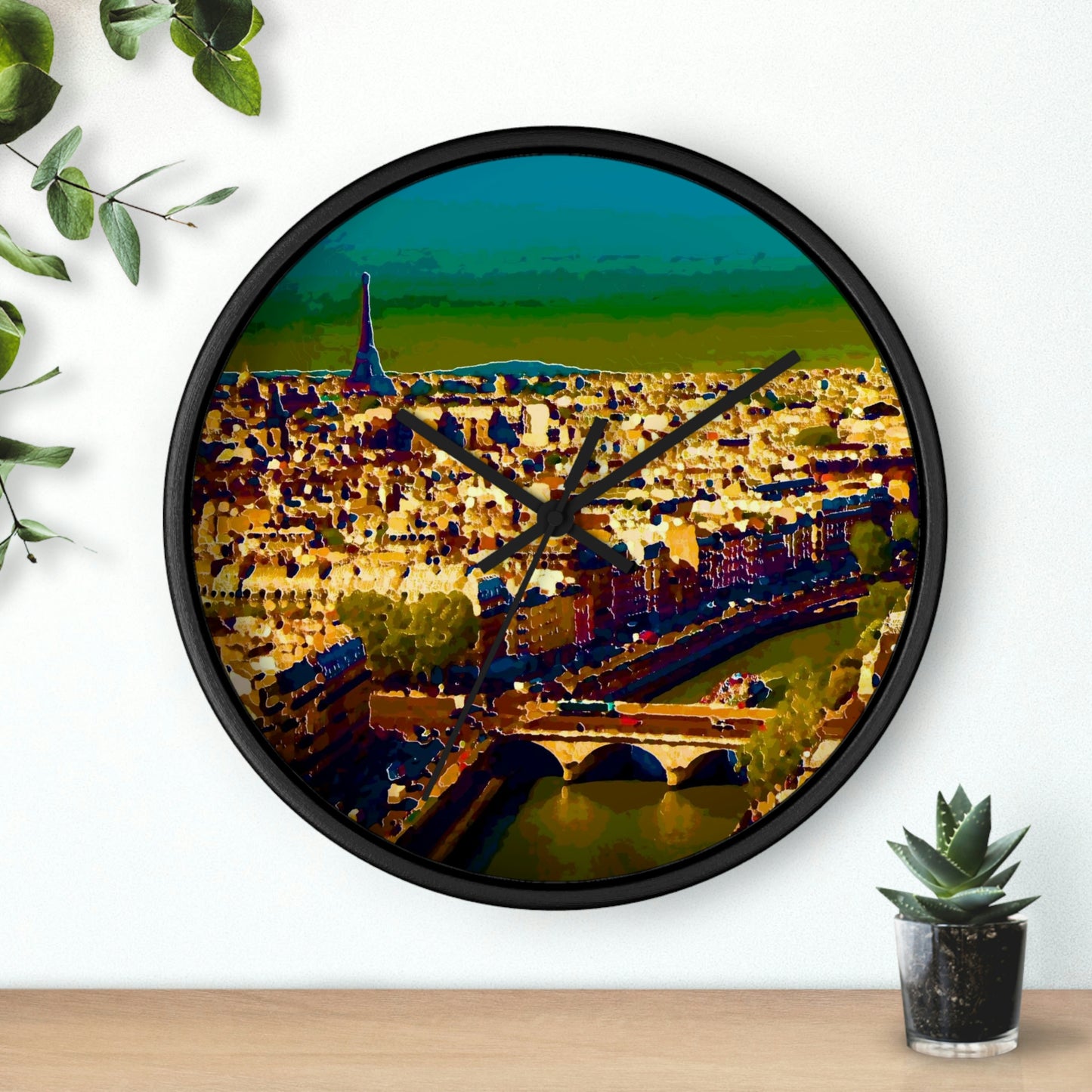 Wall clock ... Au Paris ... "Along The River Seine" ... Barbara Joan Bonnel-Holt: 1972 ... Original Works ...
