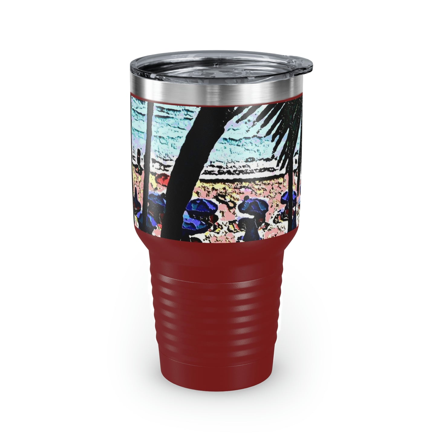 Ringneck Tumbler, 30oz ... "A Beautiful Beach Amongst The Palms" ... The Outrigger Waikiki, Honolulu, Oahu ... Original Works ...