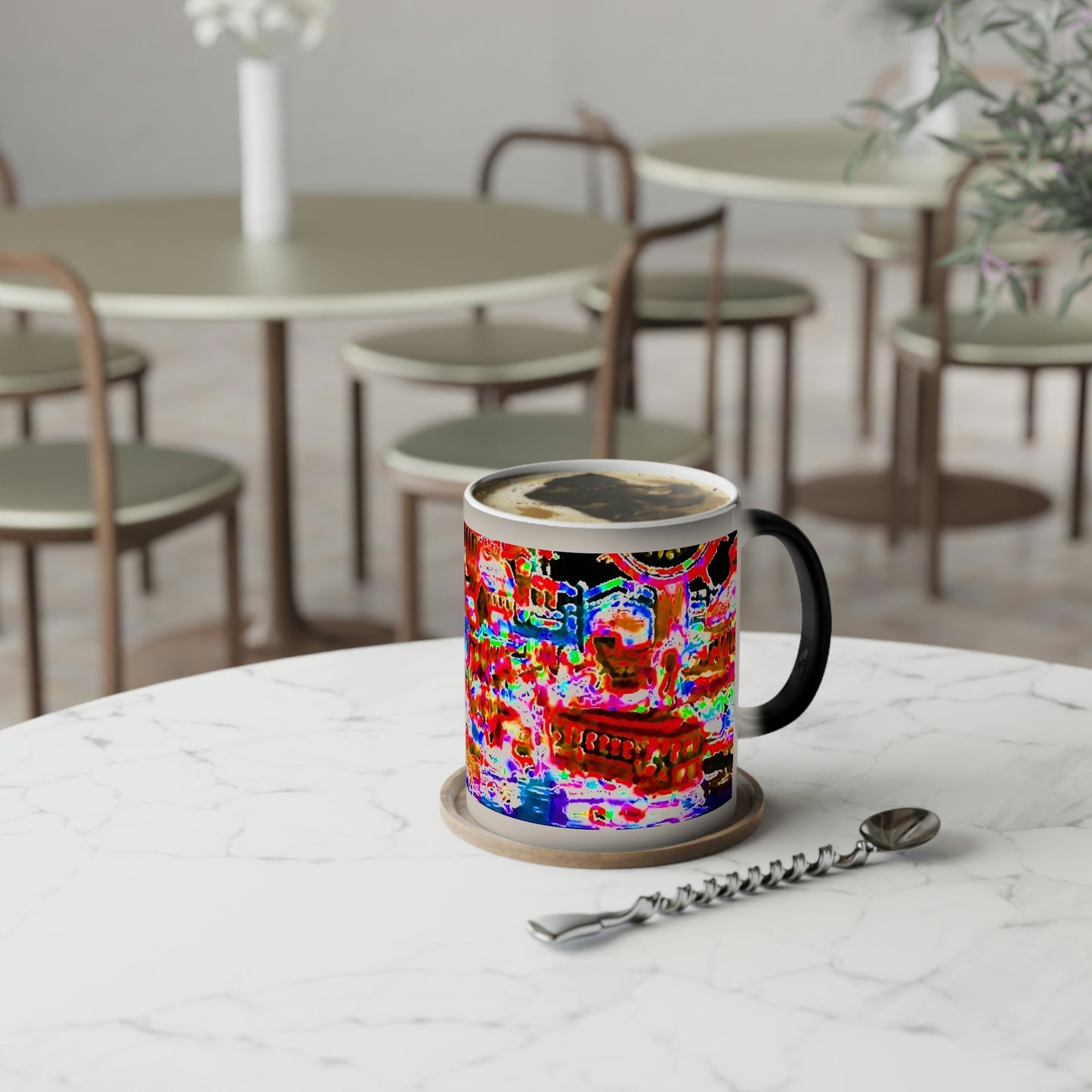 Color-Changing Mug, 11oz ... "No.9 Fishermen's Grotto - Fishermen's Wharf, SF, California" ... Family Archives: 1970's ... Original Works ...