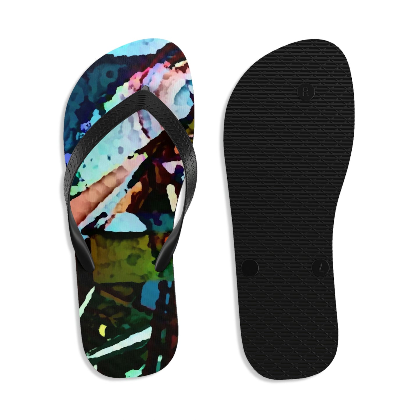 Unisex Flip-Flops ... "Seattle's World Fair" ... Below Space Needle 'Looking Up' ... On A Very Rainy Morning (Father's Family Photo). ... Original ...