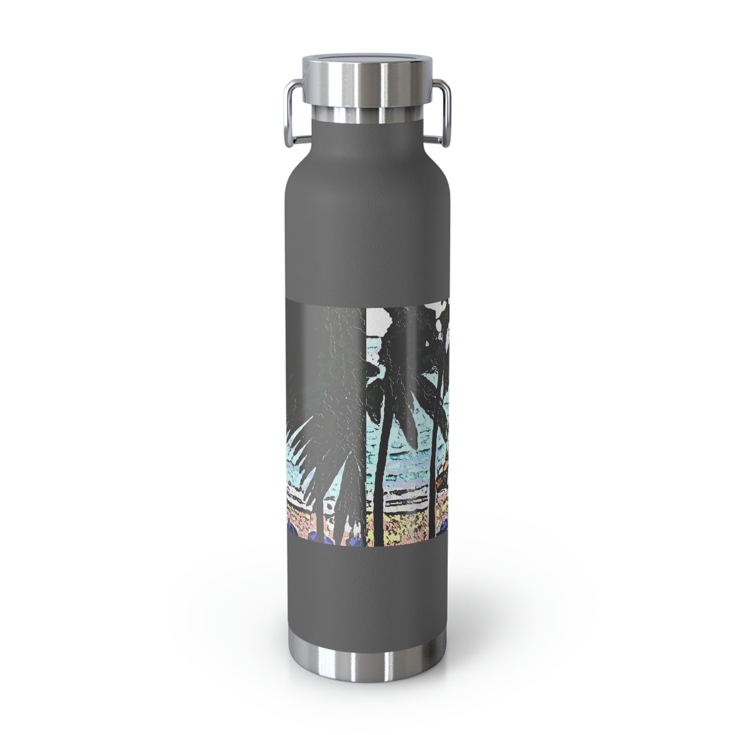 Copper Vacuum Insulated Bottle, 22oz ... "A Beautiful Beach Amongst The Palms" ... The Outrigger Waikiki, Honolulu, Oahu ... Original Works ...