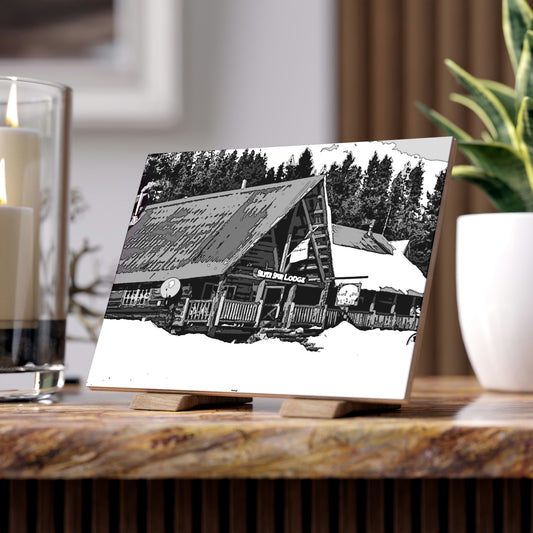Ceramic Photo Tile ... A Beautiful Lodge & Back-Country Outfitter In A Mountain Town ... 'Dixie, Idaho, November 2022' ... Original Works ...