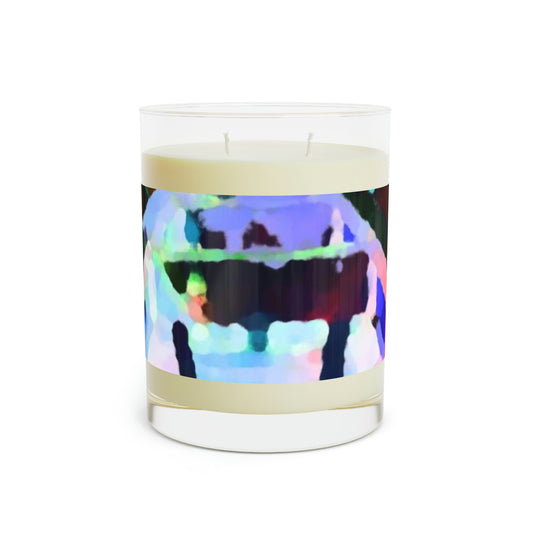 Scented Candle - Full Glass, 11oz ... "Seattle's World Fair" ... Below Space Needle 'Looking Up' ... On A Very Rainy Morning (Father's Family Photo). ... Original ...