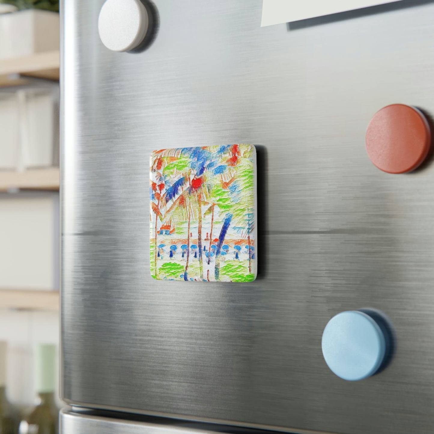 Porcelain Magnet, Square ... "The Royal Hawai'ian: Waikiki Beach_Beach" ... Honolulu, HI ... October 2014 (Halloween) ... Original Works ...