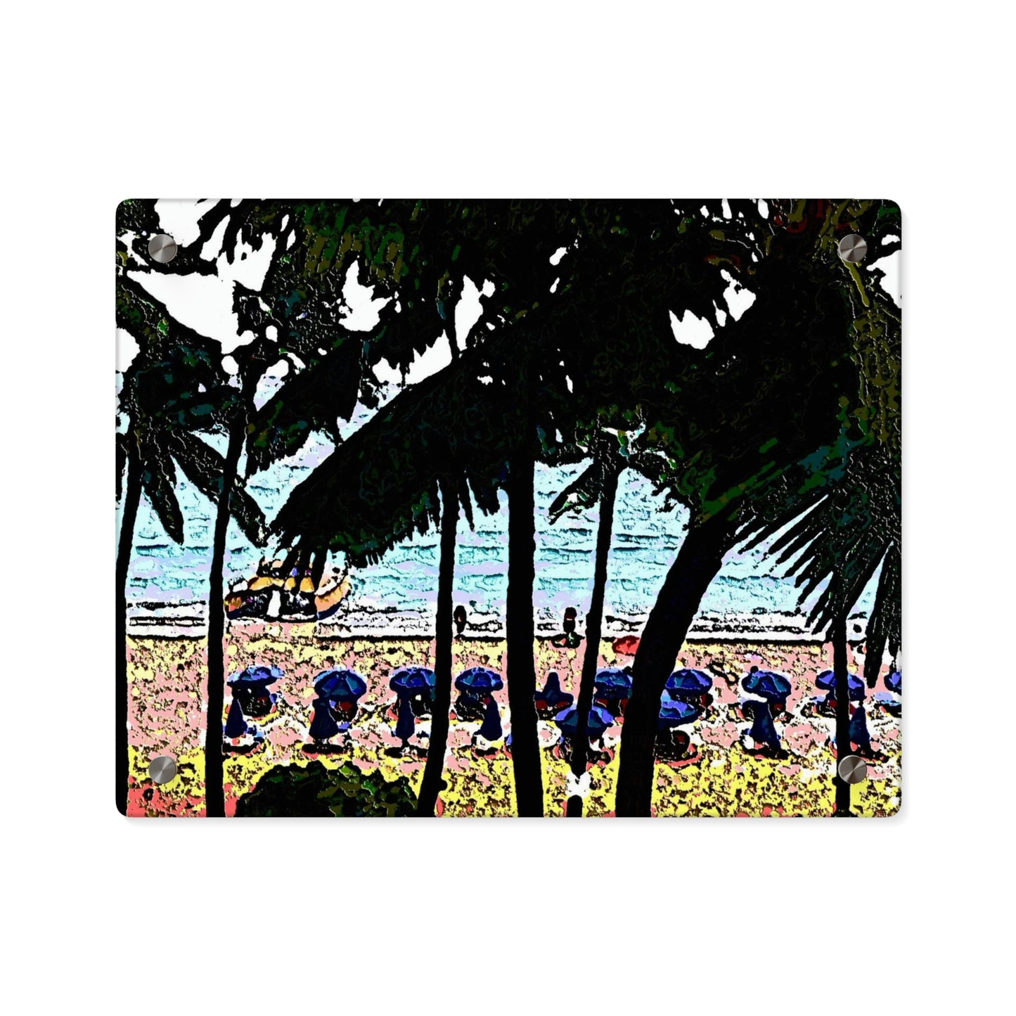 Acrylic Wall Art Panels ... "A Beautiful Beach Amongst The Palms" ... The Outrigger Waikiki, Honolulu, Oahu ... Original Works ...