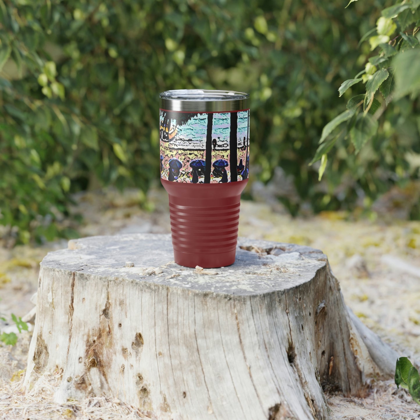 Ringneck Tumbler, 30oz ... "A Beautiful Beach Amongst The Palms" ... The Outrigger Waikiki, Honolulu, Oahu ... Original Works ...