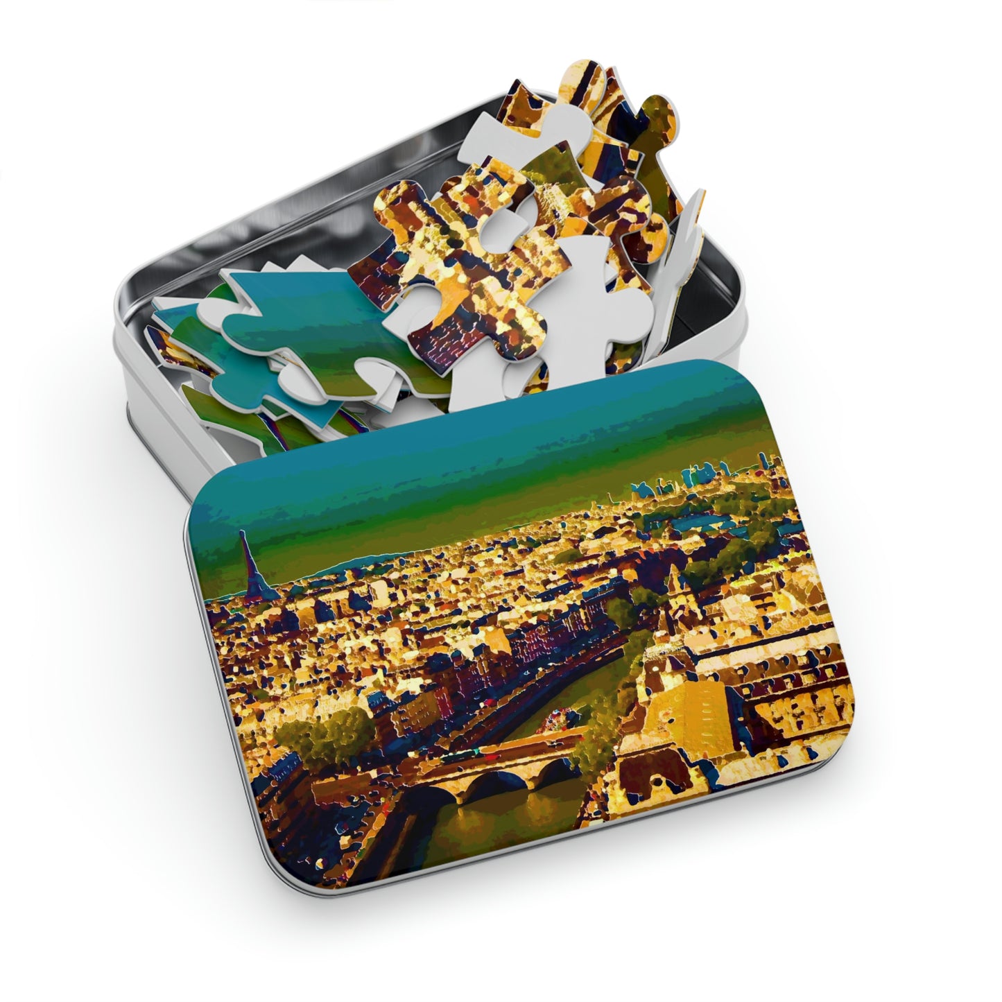 Jigsaw Puzzle (30, 110, 252, 500,1000-Piece) ... Au Paris ... "Along The River Seine" ... Barbara Joan Bonnell-Holt: 1972 ... Original Works ...