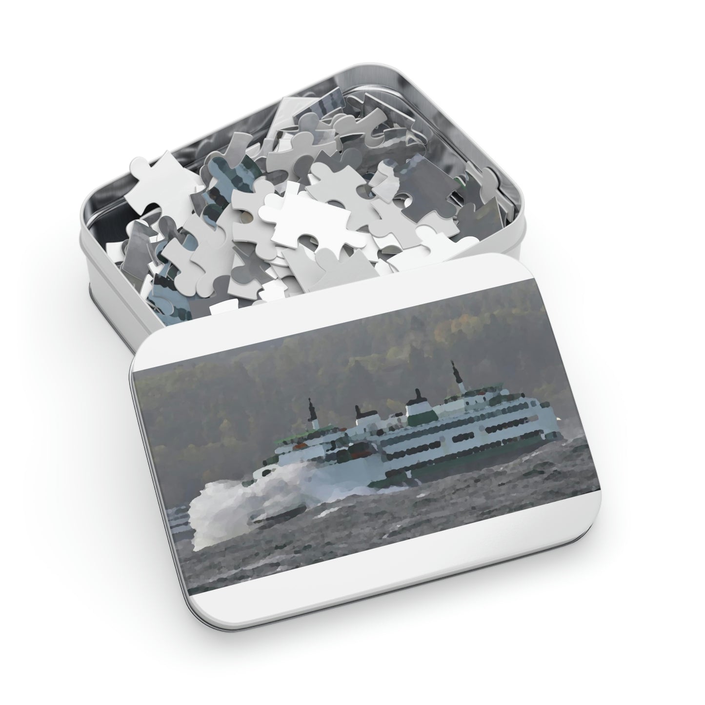 Jigsaw Puzzle (30, 110, 252, 500,1000-Piece) ... WADOT Ferry Crossing ... "A Very Rough Day" ... Mulkiteo Route ... Family Archives ... Early 1990's' ... Original Works ...