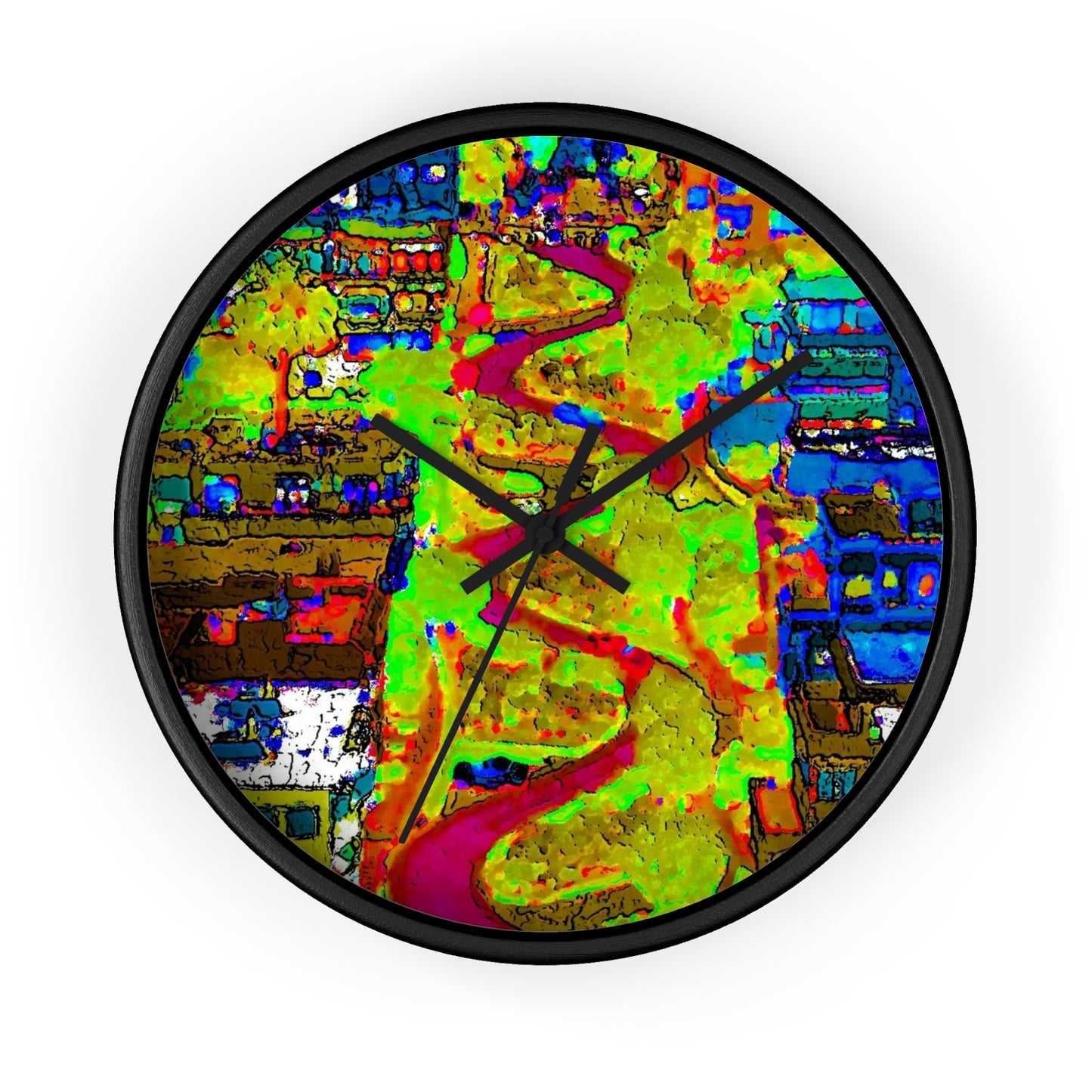 Wall clock ... A Crazy Street ... 'Eight Winding Curve-Switchbacks' ... "Lombard Street, San Francisco, CA' ... Family Archives: 1970's ... Original Works ...