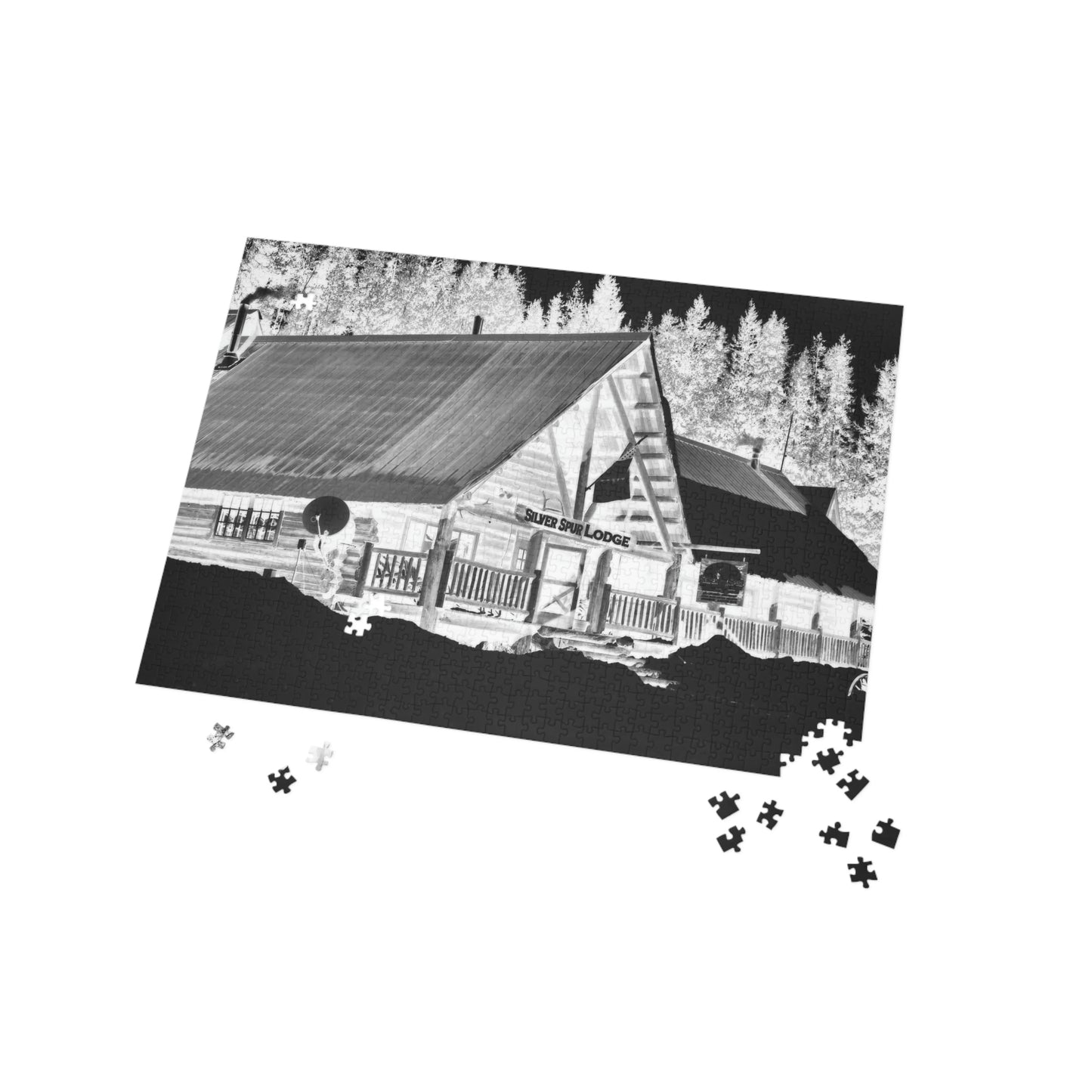 Puzzle (96, 252, 500, 1000-Piece) ... A Beautiful Lodge & Back-Country Outfitter In A Mountain Town ... 'Dixie, Idaho, November 2022' ... Original Works ...