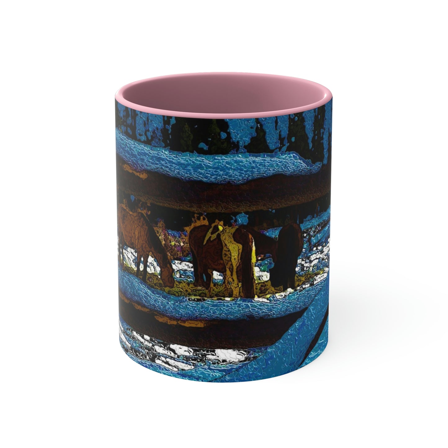 Accent Coffee Mug, 11oz ... A Horse ... A Saddle ...  Foraging Through The Snow ...  An_Asses 'Cry' ... Central Idaho, November 2022 ...  Original Works ...