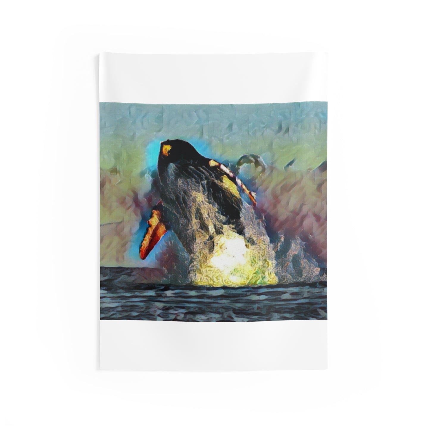 Indoor Wall Tapestries ... An Extraordinary Humpback Breach ... 'With Explosive Energy' ... Family Archives (KPH) ... Circa: 21st Century. Maui, HI ... Original Works ...