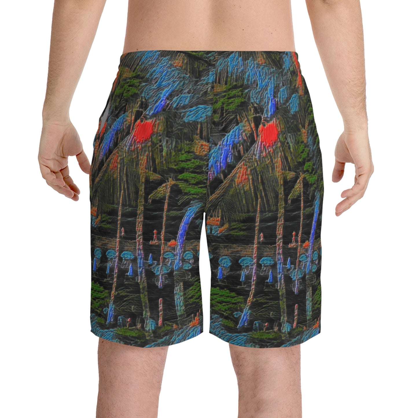 Men's Elastic Beach Shorts (AOP) ... "The Royal Hawai'ian: Waikiki Beach_Beach" ... Honolulu, HI ... October 2014 (Halloween) ... Original Works ...