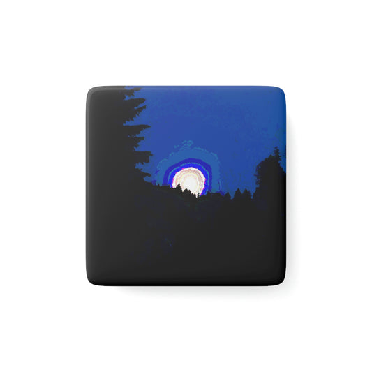Porcelain Magnet, Square ... "The Road Home" ...' Over The River & Through The Woods To? ...' ... Moonscape Near Elk City, Idaho ... Original Works ... 5Jan23 ...