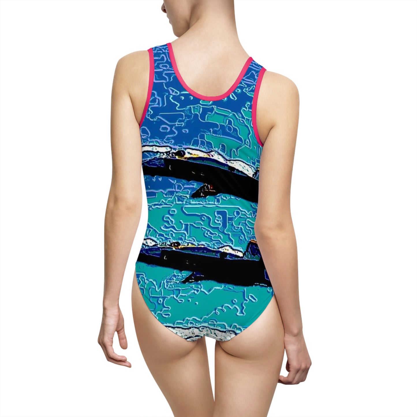 Women's Classic One-Piece Swimsuit ... Seattle Seafair ..."Blue Angels Run Over Lake Washington" ... Circa Mid 1980's ... Dr FJ Holt ... Original Works ...