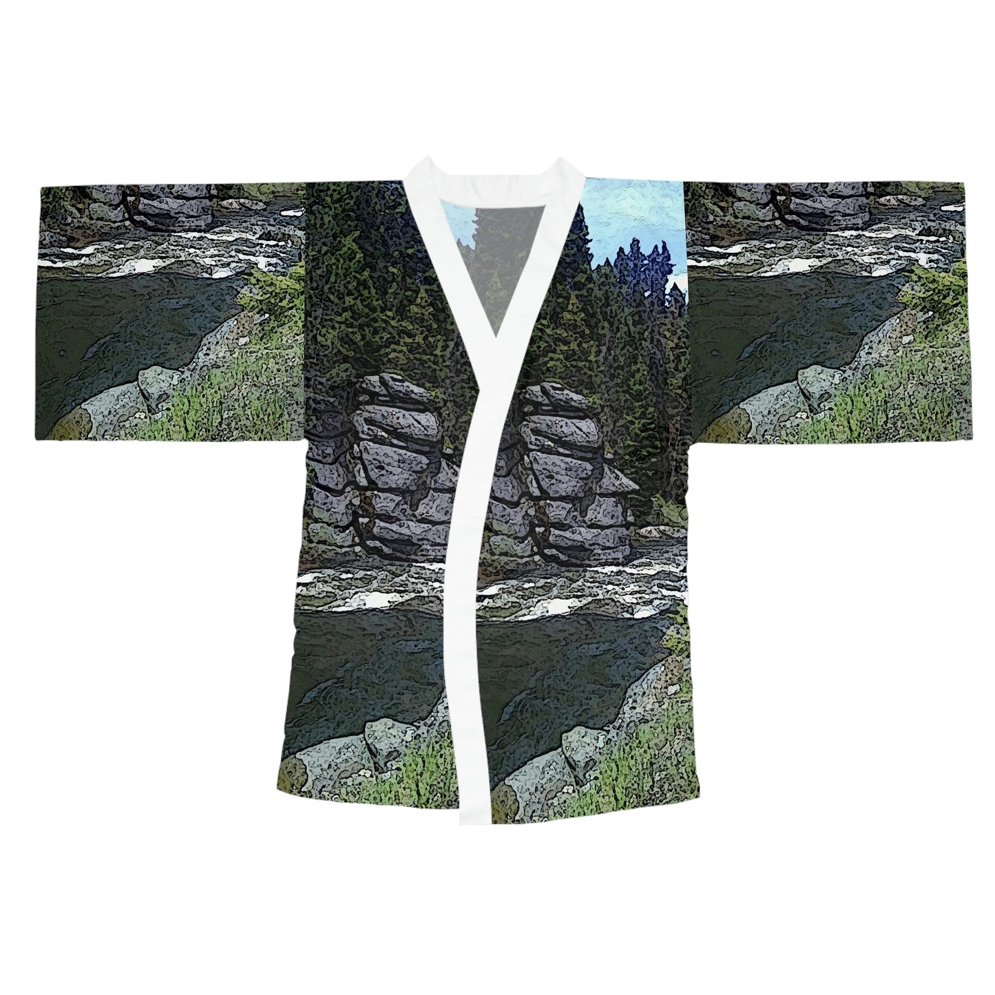 Long Sleeve Kimono Robe ..."I Am Innocent" ... Tricky-Dick Immortalized ... Nixon Rock: Along The River ... Central Idaho, Summer 2020 ... Original Works ...
