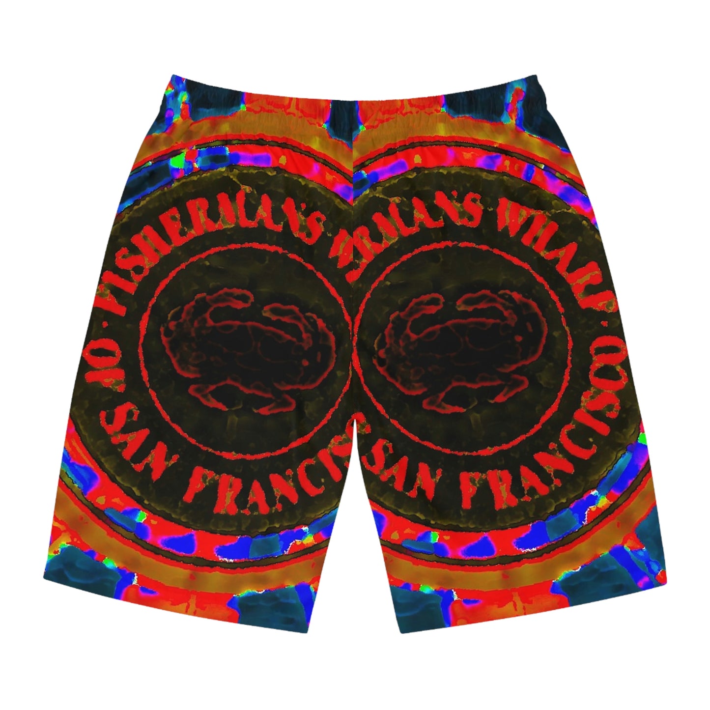 Men's Board Shorts (AOP) ... "No.9 Fishermen's Grotto - Fishermen's Wharf, SF, California" ... Family Archives: 1970's ... Original Works ...