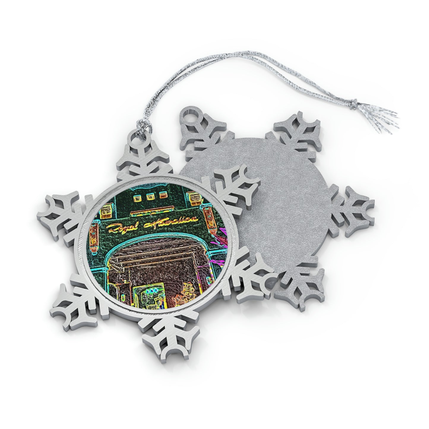 Pewter Snowflake Ornament ... "La Grande Entree" At: 'The Pink Palace' ... The Royal Hawai'ian ... Honolulu, HI ... '27Oct2014' ... Original Works ...
