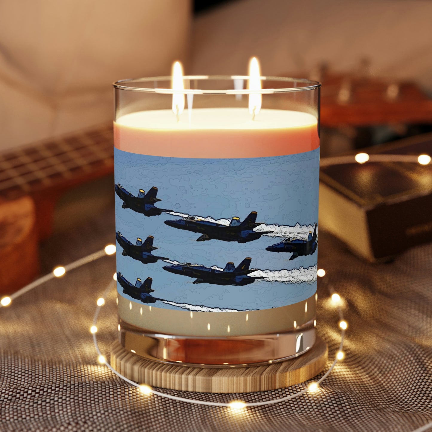 Scented Candle - Full Glass, 11oz ...  Seattle Seafair ..."Blue Angels Run Over Lake Washington" ... Circa Mid 1980's ... Dr FJ Holt ... Original Works ...