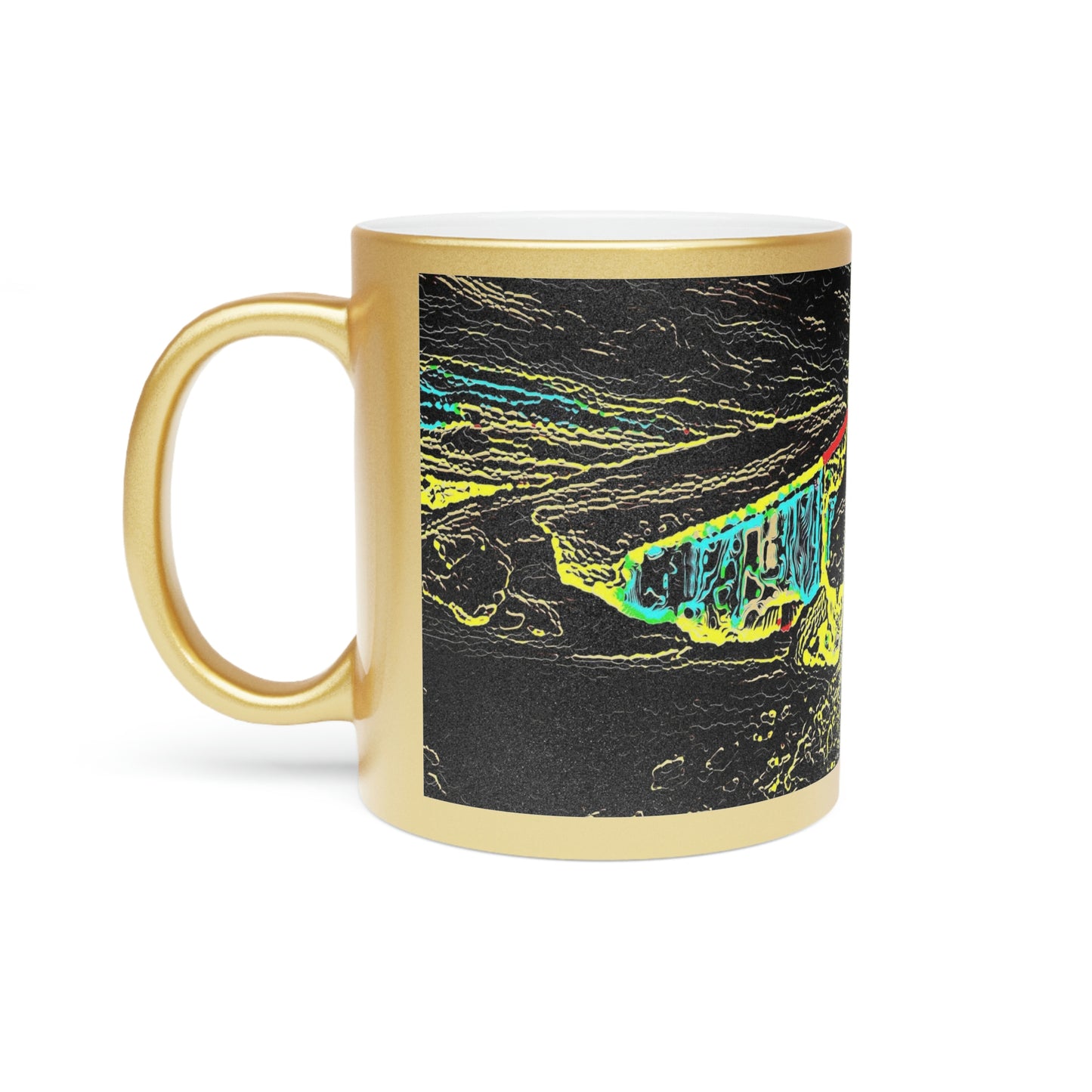 Metallic Mug (Silver\Gold) ... "Snow Vehicle In Snow Storm At-Rest" ... Circa 12Mar23 ... Central Idaho ... 18-Hours Rendering Time: Original Works ...