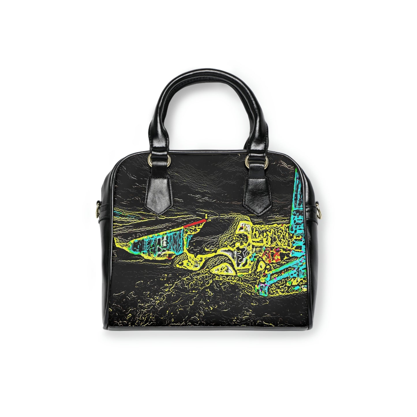 Shoulder Handbag ...  "Snow Vehicle In Snow Storm At-Rest" ... Circa 12Mar23 ... Central Idaho ... 18-Hours Rendering Time: Original Works ...