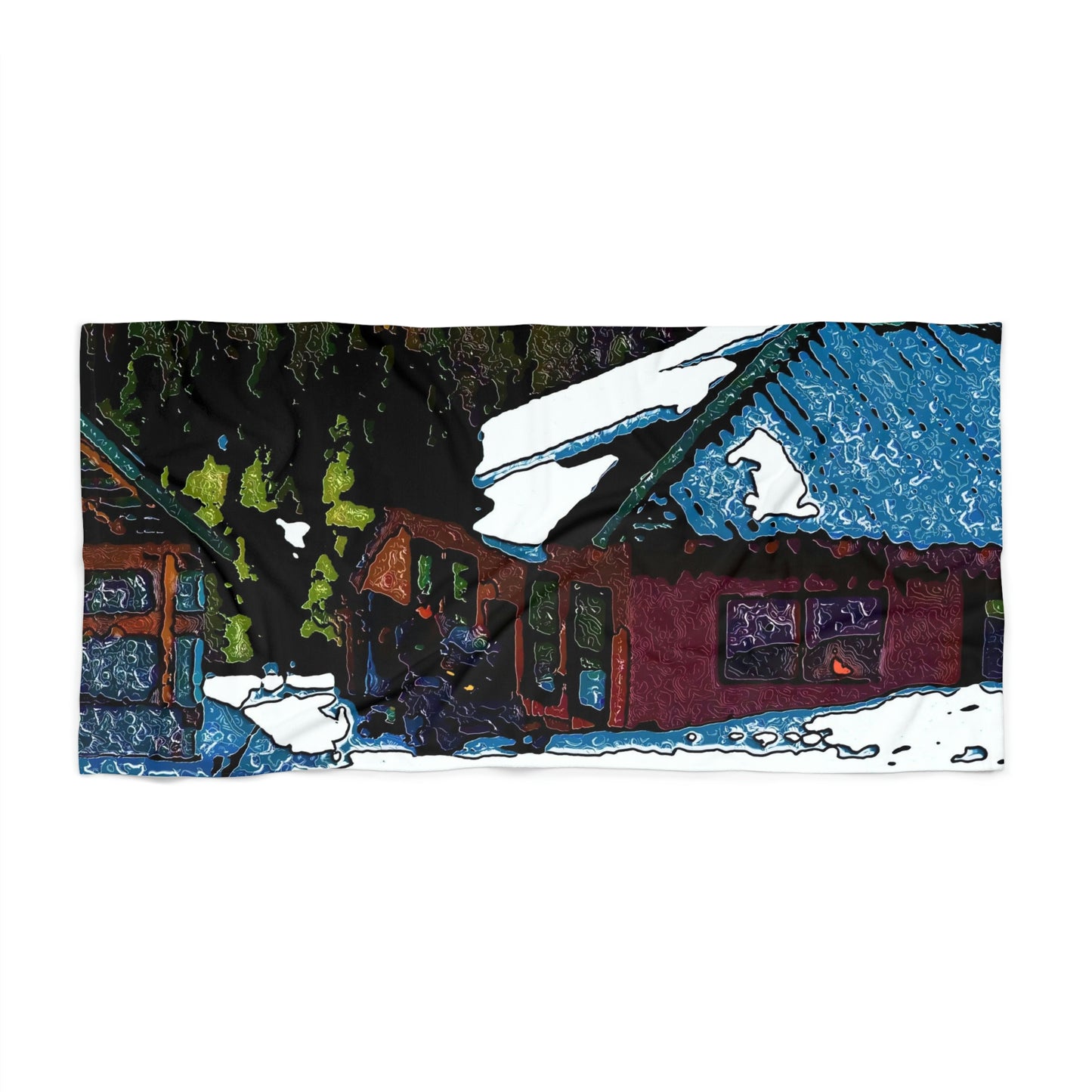 Beach Towel ... "A Rider Passeth-Through-It" ... Colors Galore & A Bit Of Impressionism ... Original Works. Winter 2021. Central Idaho. Rendering Time: 12 Hours ...
