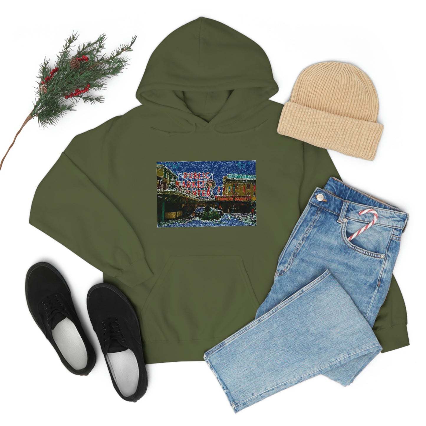 Unisex Heavy Blend™ Hooded Sweatshirt ... Pike Place Market: 'The Public Market', Seattle, Washington. Circa Fall 2013 ...