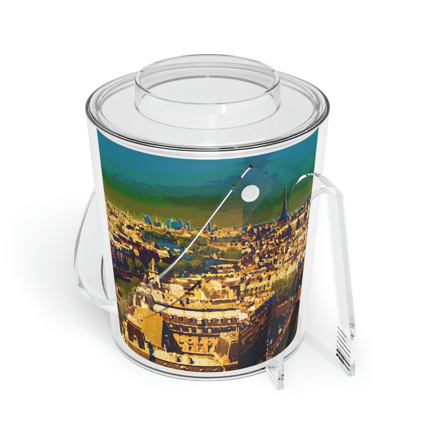 Ice Bucket with Tongs ... Au Paris ... "Along The River Seine" ... Barbara Joan Bonnell-Holt: 1972 ... Original Works ...