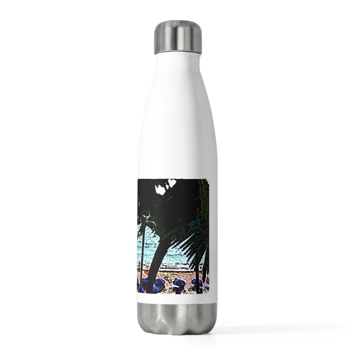20oz Insulated Bottle ... "A Beautiful Beach Amongst The Palms" ... The Outrigger Waikiki, Honolulu, Oahu ... Original Works ...
