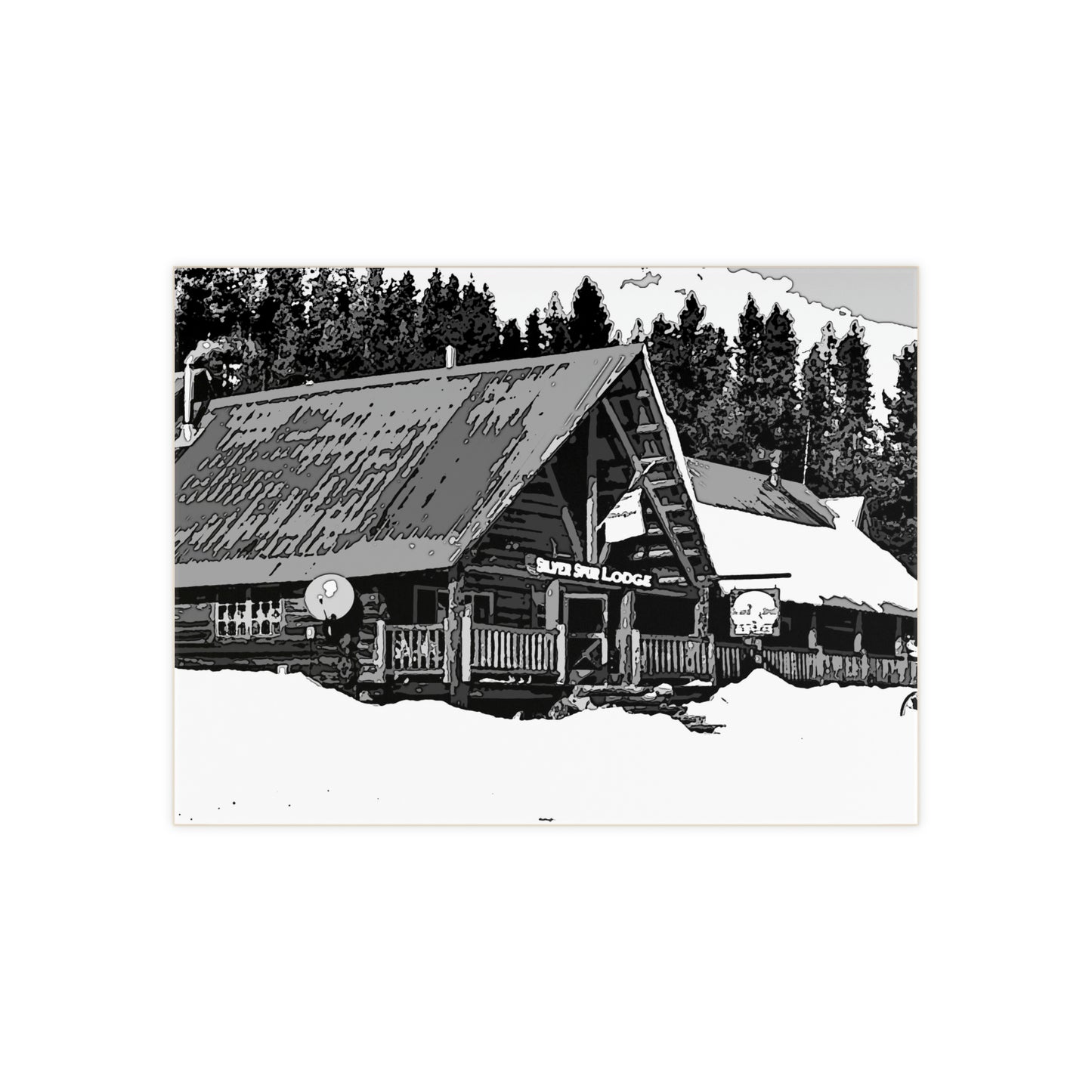 Ceramic Photo Tile ... A Beautiful Lodge & Back-Country Outfitter In A Mountain Town ... 'Dixie, Idaho, November 2022' ... Original Works ...