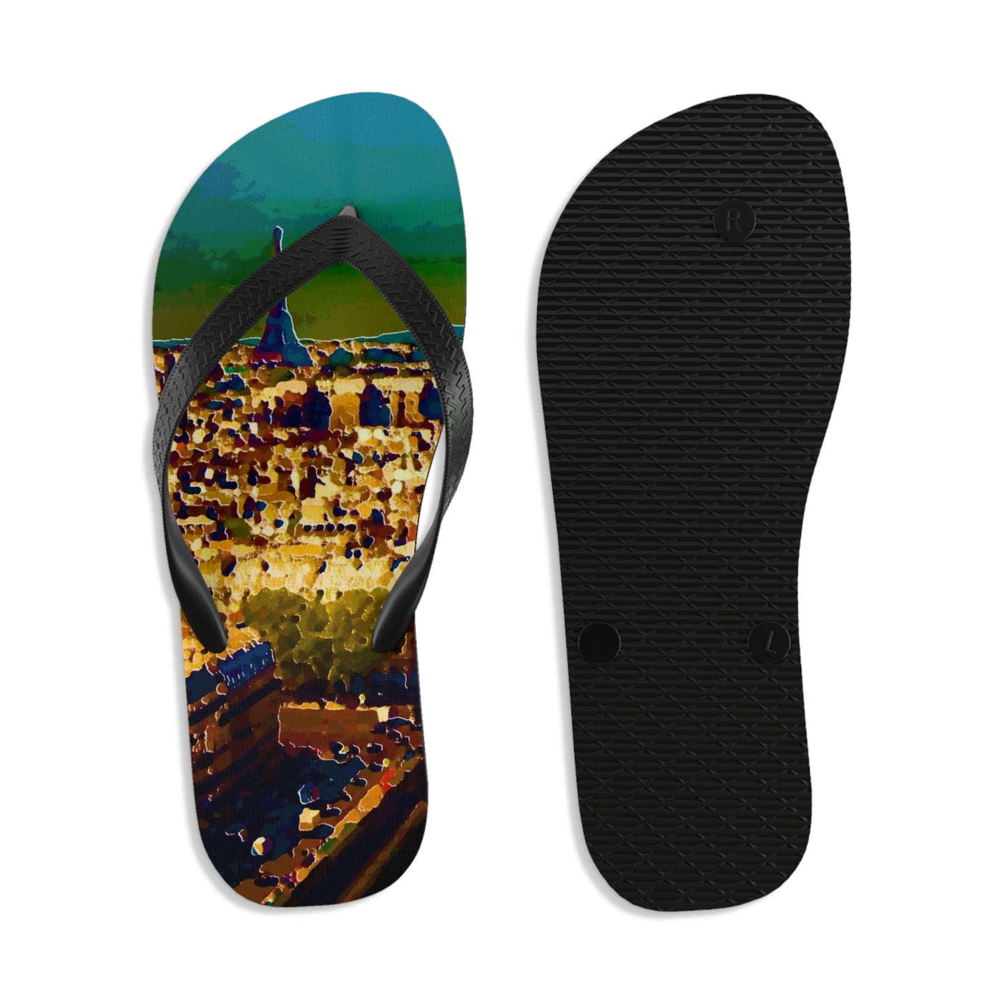 Unisex Flip-Flops ... Au Paris ... "Along The River Seine" ... Barbara Joan Bonnel-Holt: 1972 ... Original Works ...