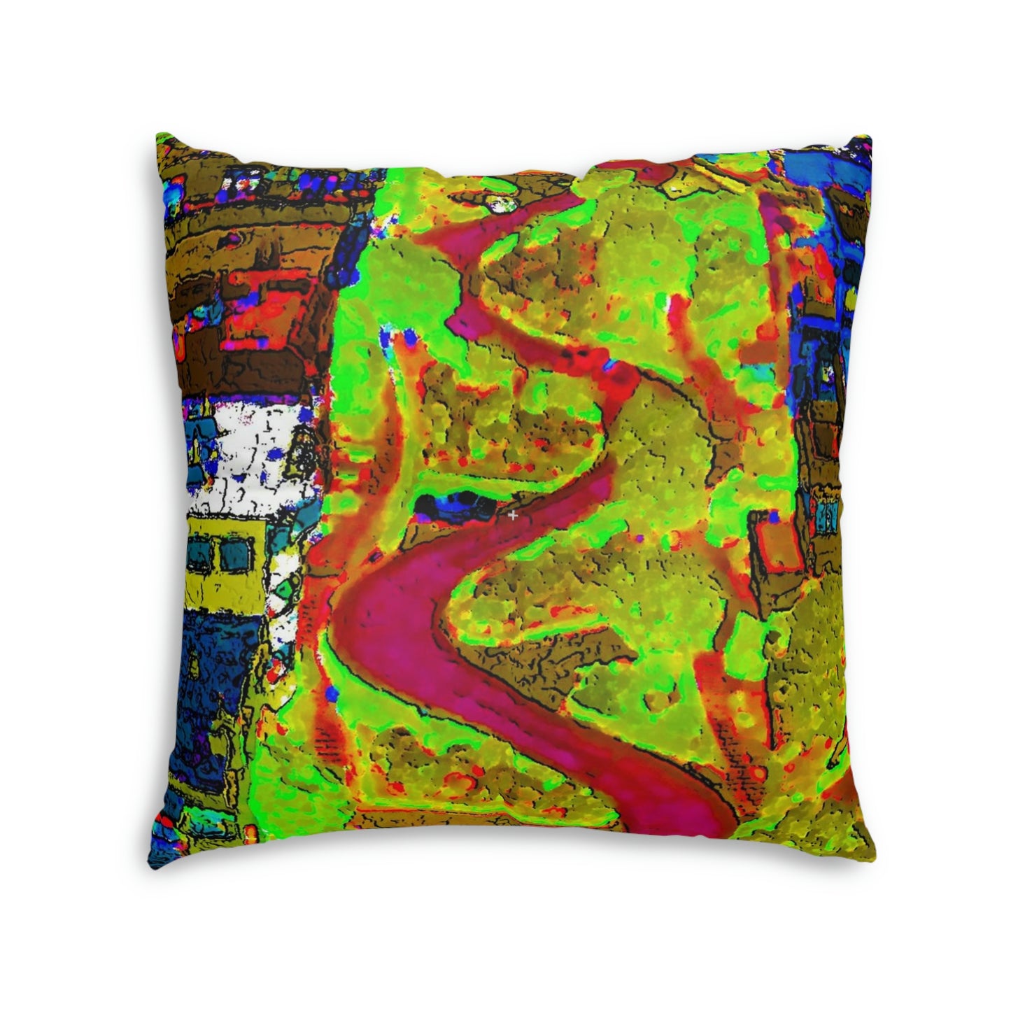 Tufted Floor Pillow, Square ... A Crazy Street ... 'Eight Winding Curve-Switchbacks' ... "Lombard Street, San Francisco, CA' ... Family Archives: 1970's ... Original Works ...
