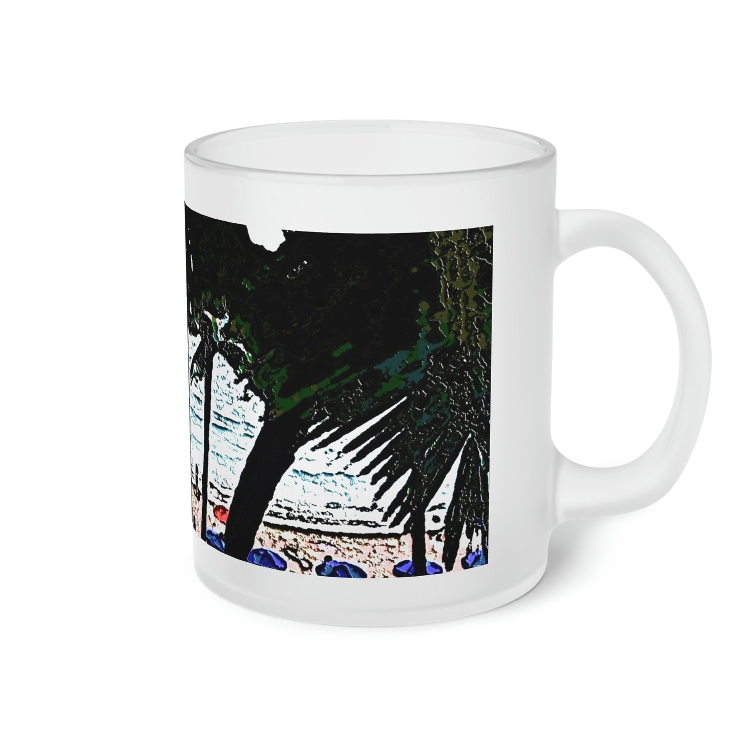 Frosted Glass Mug ... "A Beautiful Beach Amongst The Palms" ... The Outrigger Waikiki, Honolulu, Oahu ... Original Works ...