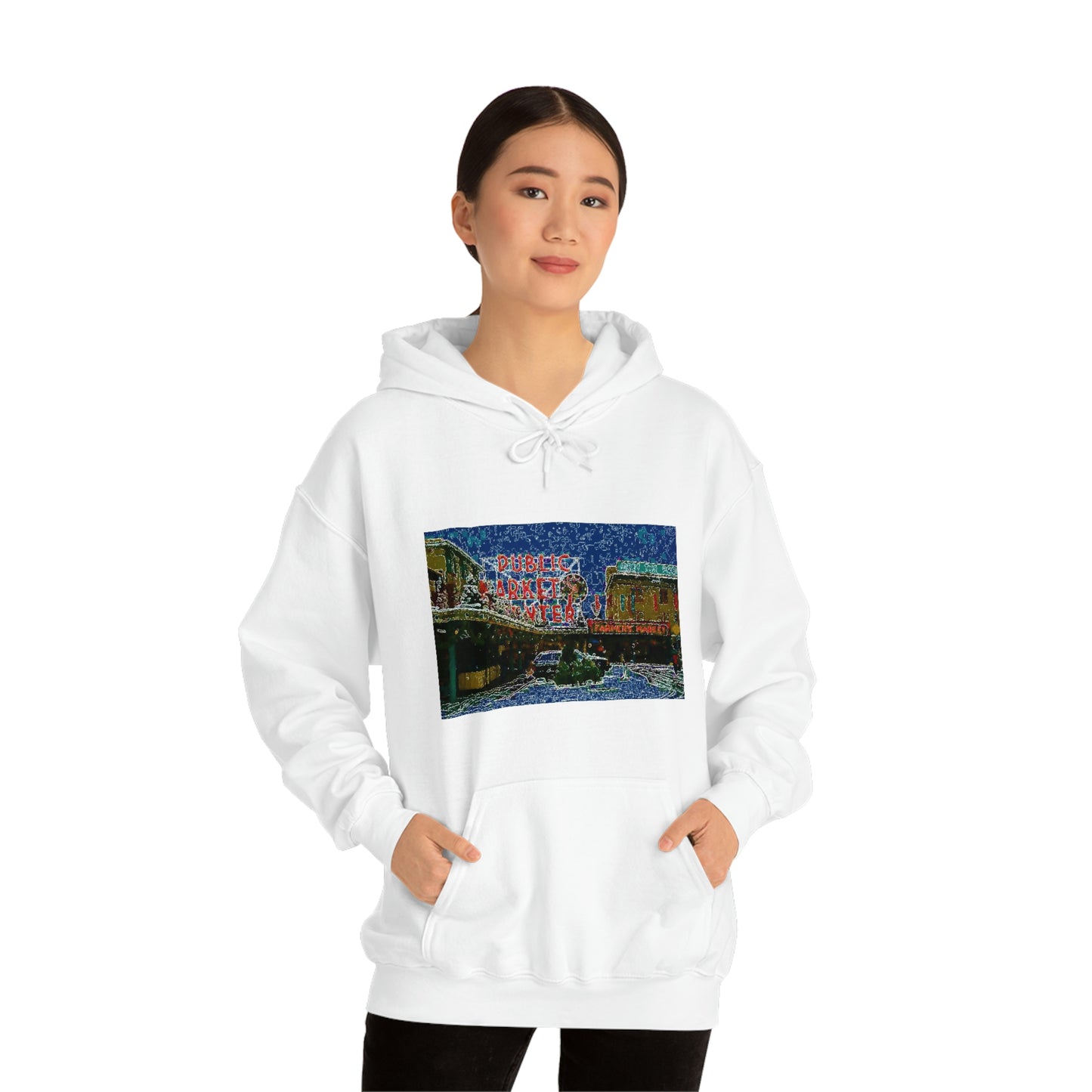Unisex Heavy Blend™ Hooded Sweatshirt ... Pike Place Market: 'The Public Market', Seattle, Washington. Circa Fall 2013 ...