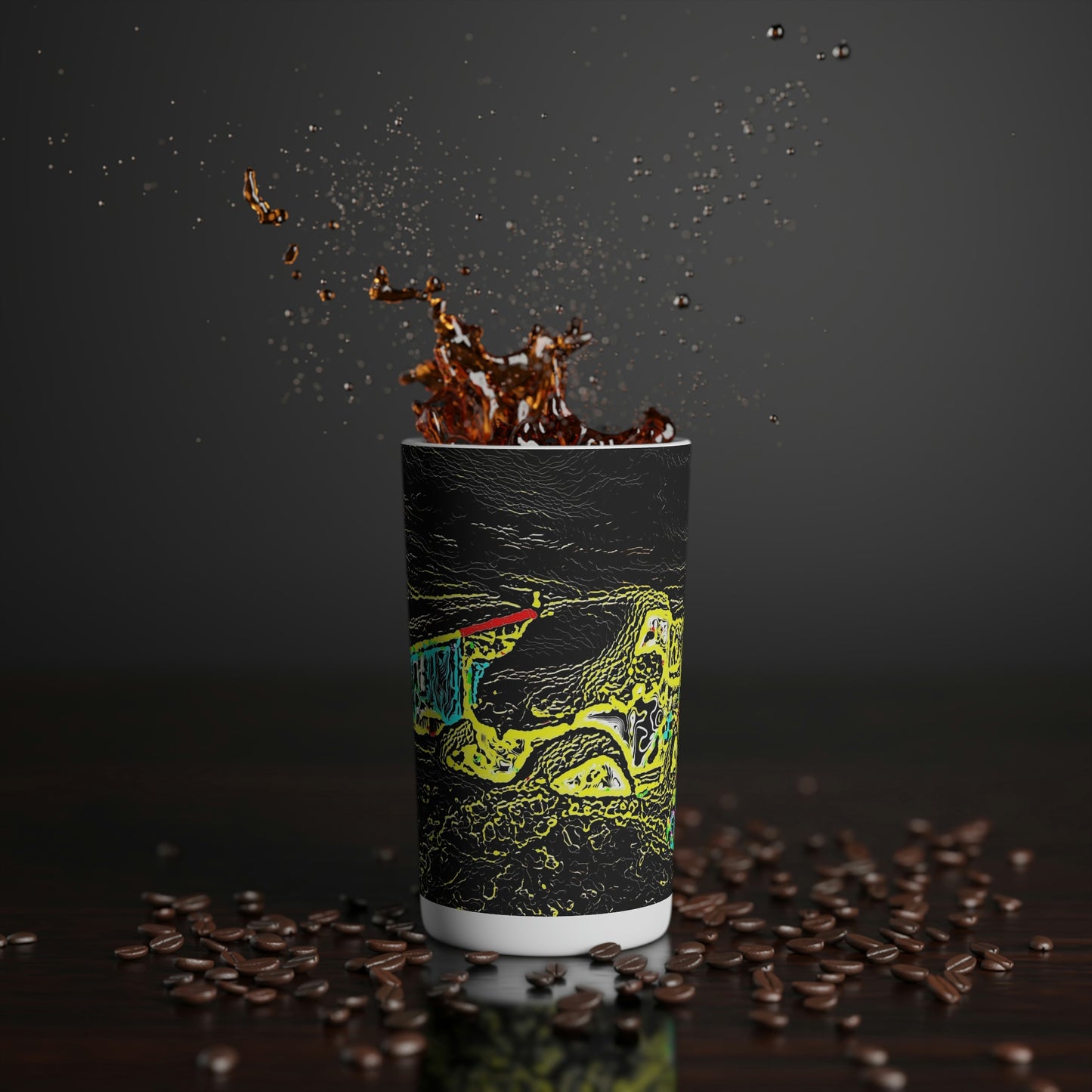 Conical Coffee Mugs (3oz, 8oz, 12oz) ... "Snow Vehicle In Snow Storm At-Rest" ... Circa 12Mar23 ... Central Idaho ... 18-Hours Rendering Time: Original Works ...